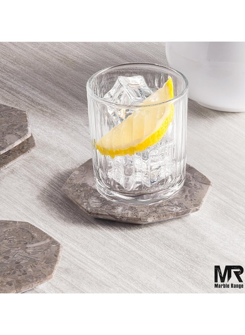 MARBLE RANGE Handmade Oceanic Marble Coasters Set of 6, Drink Coasters with Holder for Dining Table, Coffee Bar Accessories, Home Décor, Perfect for Kitchen, Living Room, or Gift - Image 5